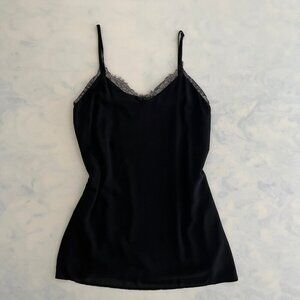 Lulus Classic Black Lace Trim Flowy Slip Cocktail Mini Dress